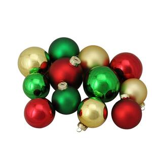 2.5 in. to 3.25 in. Red, Green and Gold Shiny and Matte Glass Ball Christmas Ornaments (96-Count)