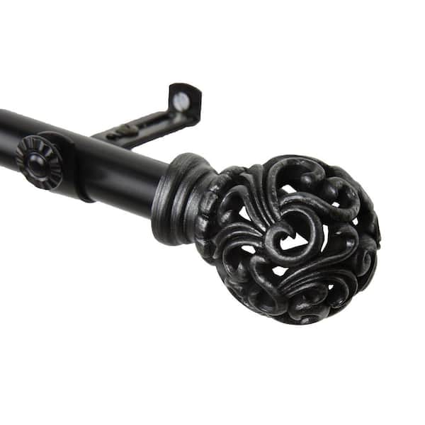 Rod Desyne 28 in. - 48 in. Adora Single Curtain Rod in Black