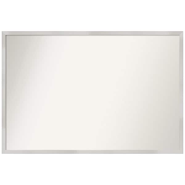 Amanti Art Svelte Silver 37.5 in. x 25.5 in. Non-Beveled Modern Rectangle Wood Framed Wall Mirror in Silver