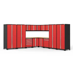 Pro Series 304 in. W x 84.75 in. H x 24 in. D 18-Gauge Welded Steel Garage Cabinet Set in Red (16-Piece)