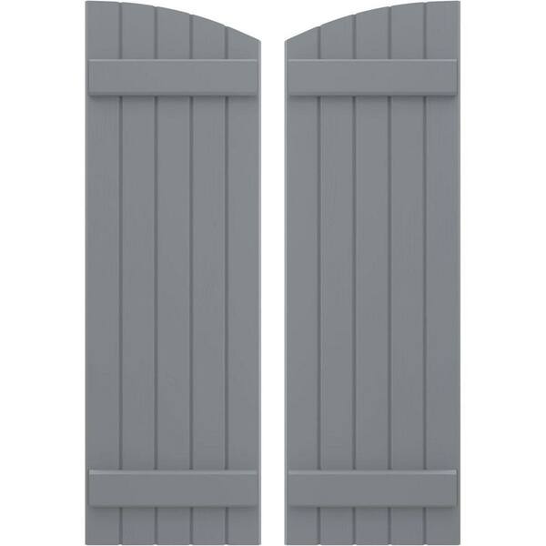 Ekena Millwork 17-1/2 in. W x 45 in. H Americraft Exterior Real Wood Joined Board and Batten Shutters w/Elliptical Top Ocean Swell