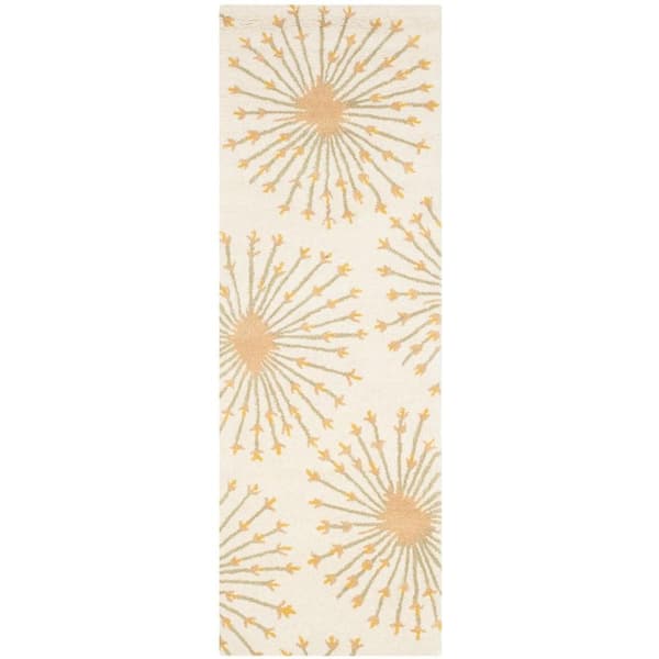 SAFAVIEH Bella Beige/Gold 2 ft. x 7 ft. Floral Runner Rug