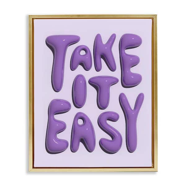 Stupell Industries Take It Easy Letters by Victoria Barnes Gold Floater Frame Typography Graphic Art Print 31 in. x 25 in.