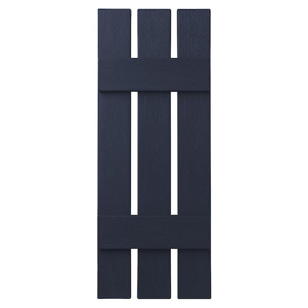 Ply Gem 12 in. x 43 in. Polypropylene 3-Board Open Board and Batten Shutters Pair in Dark Navy