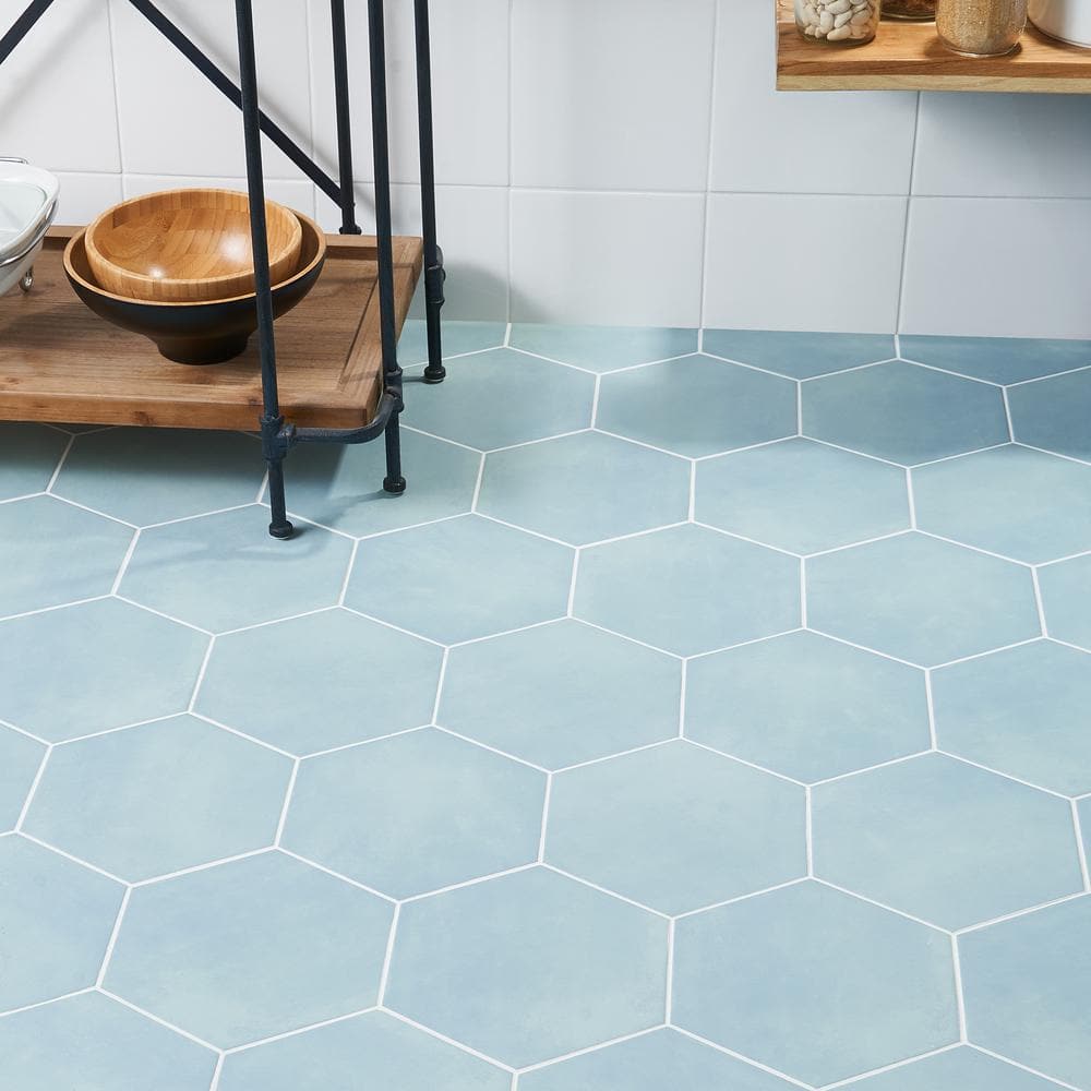 Turquoise Hexagonal Matte Porcelain Floor and Wall Tile