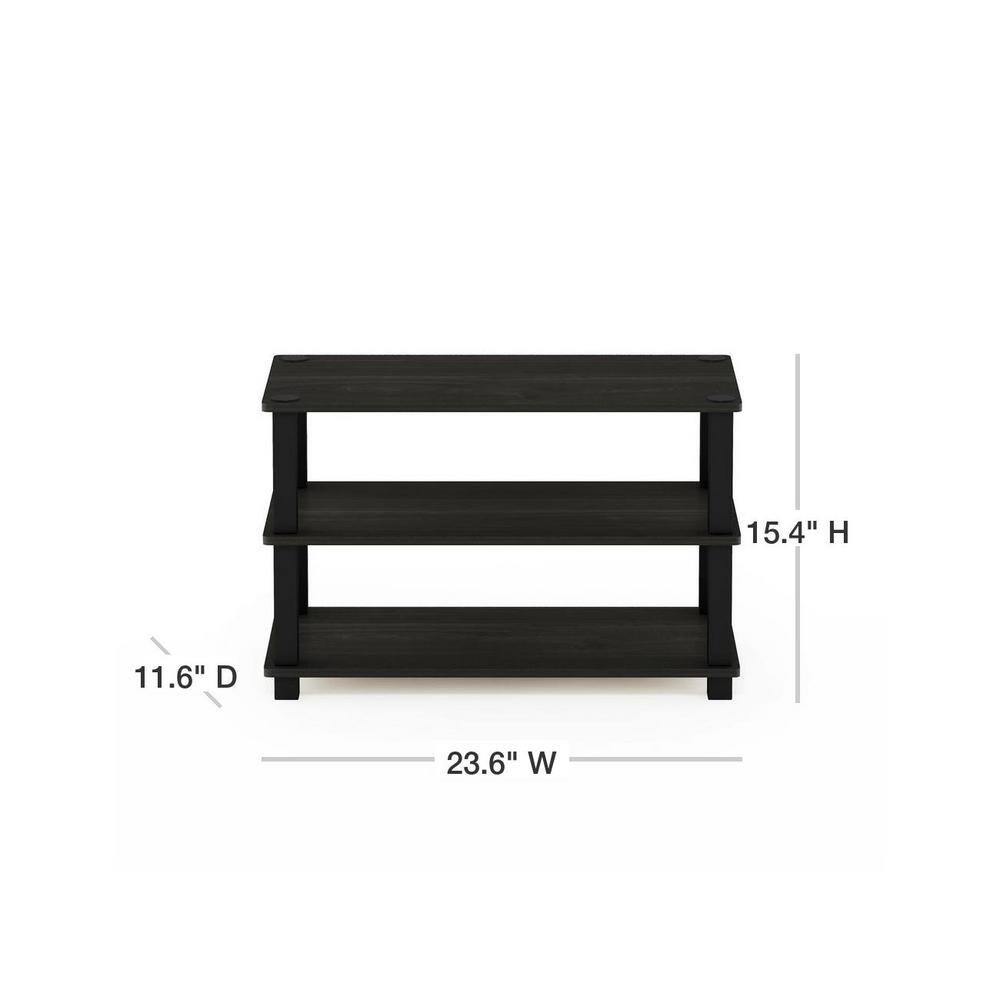 Black Laminated 3-Tier Revolving Wood and Plastic Shelf