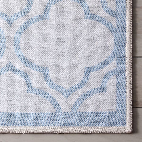 Apollo Lattice Moroccan Trellis Ivory Light Blue 2 ft. 3 in. x 3 ft. 11 in. Machine Washable Area Rug