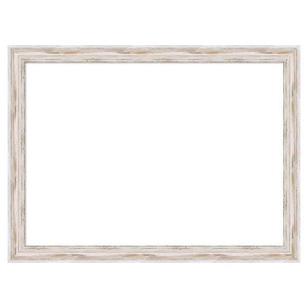 Amanti Art Alexandria White Wash Narrow 31 in. x 23 in. Wood Framed Dry Erase Magnetic Memo Board