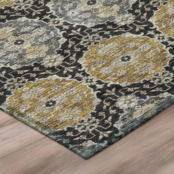Chantille Machine Washable Indoor/Outdoor Abstract ACN2918 Black 10 ft. x 14 ft. Area Rug