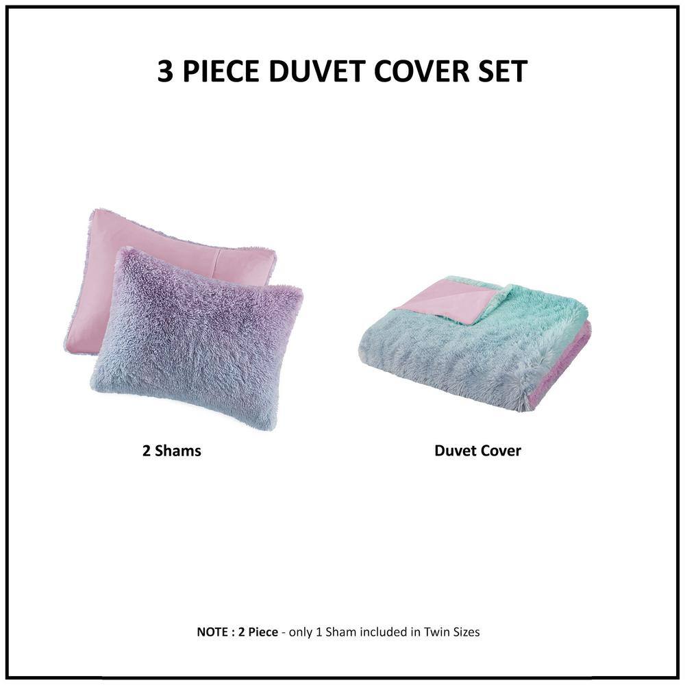 Twin/Twin XL Ombre Shaggy Faux Fur Bedding Set