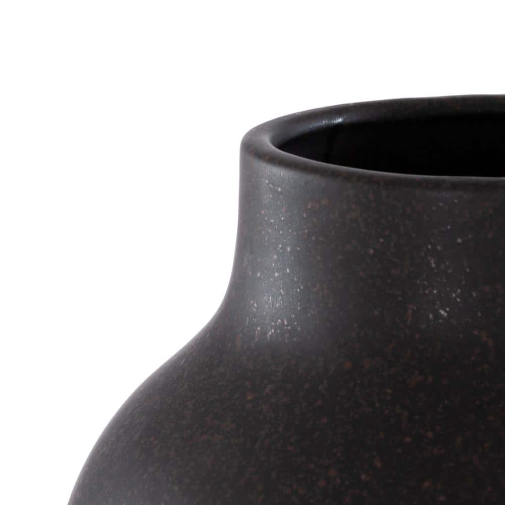 Charcoal & Beige Rustic Ceramic Vase Trio Set