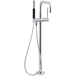 Purist Single-Handle Floor-Mount Freestanding Tub Faucet with Hand Shower in Polished Chrome