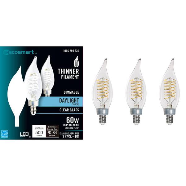 EcoSmart 60-Watt Equivalent B11 Dimmable LED Light Bulb Daylight (12-Pack) EcoSmart 60-Watt Equivalent B11 Dimmable LED Light Bulb Daylight (12-Pack)
