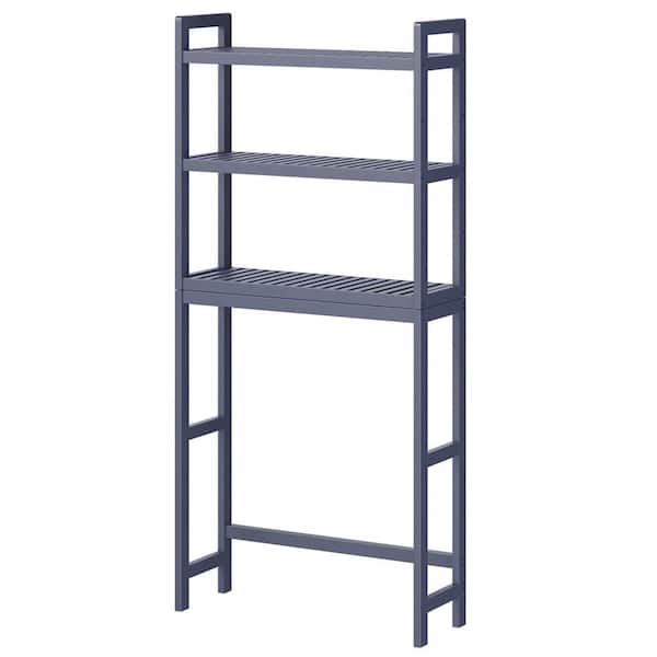 Cubilan 24.8 in. W x 64.2 in. H x 10.2 in. D Bamboo 3-Tier Bathroom Over-the-Toilet Storage with Adjustable Shelves in Gray
