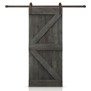 K Series 42 in. x 84 in. Carbon Gray DIY Knotty Pine Wood Interior Sliding Barn Door with Hardware Kit