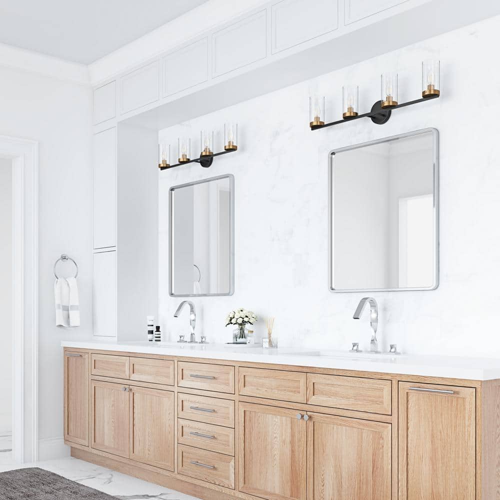 Aiwen Modern Black and Gold 4-Light Bathroom Vanity Fixture