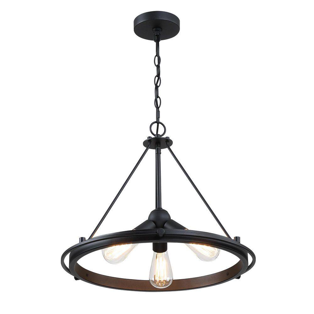 Avex 3-Light Black Pendant Light with Round Steel Frame, No Bulbs Included price history on PriceWatchPro