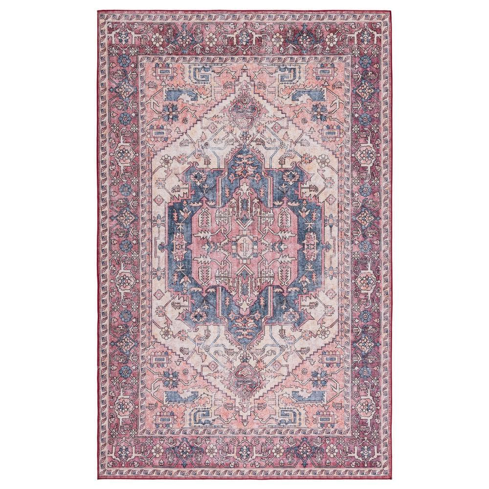 Tuscon Beige/Pink 8 ft. x 10 ft. Machine Washable Border Medallion Floral Area Rug price history on PriceWatchPro
