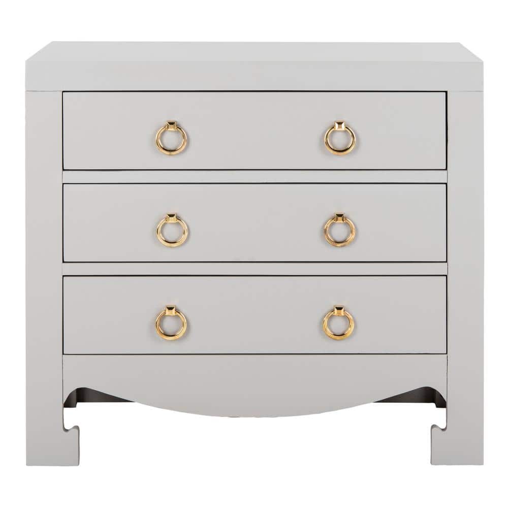 Dion 3-Drawer Gray/Gold Nightstand Chest