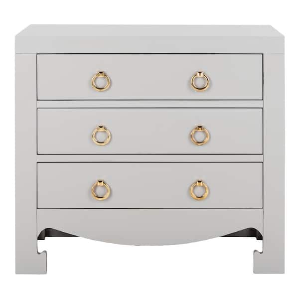 SAFAVIEH Dion 3-Drawer Gray/Gold Nightstand Chest