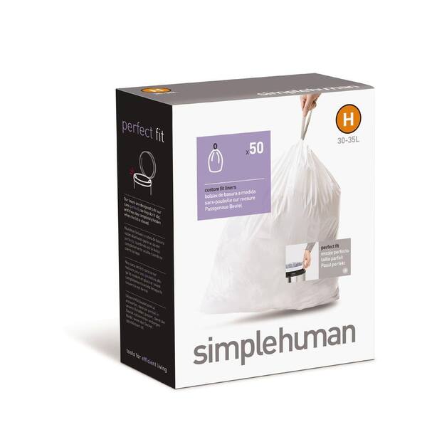 simplehuman Code H Custom Fit 30-35 l Trash Can Liner (50-Pack)