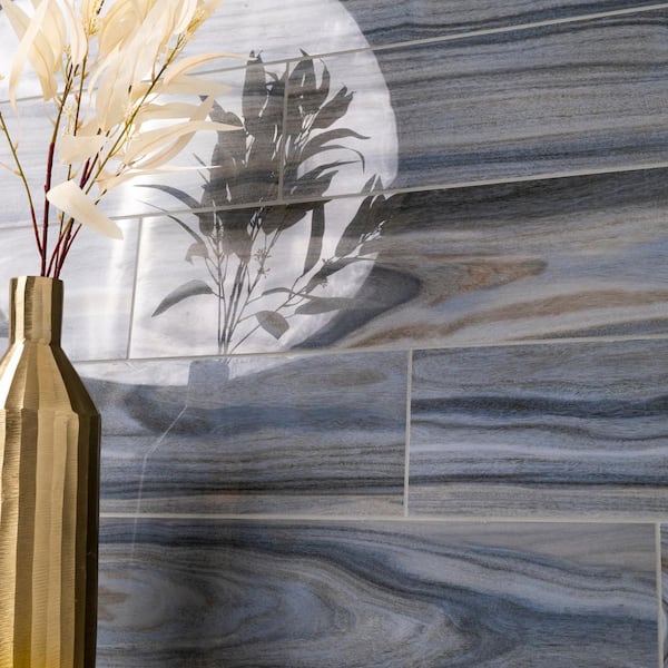 MSI Sardinia Azul 48 in. x 8 in. Polished Porcelain Floor and Wall Tile (10.68 sq. ft./Case) MSI Sardinia Azul 48 in. x 8 in. Polished Porcelain Floor and Wall Tile (10.68 sq. ft./Case)