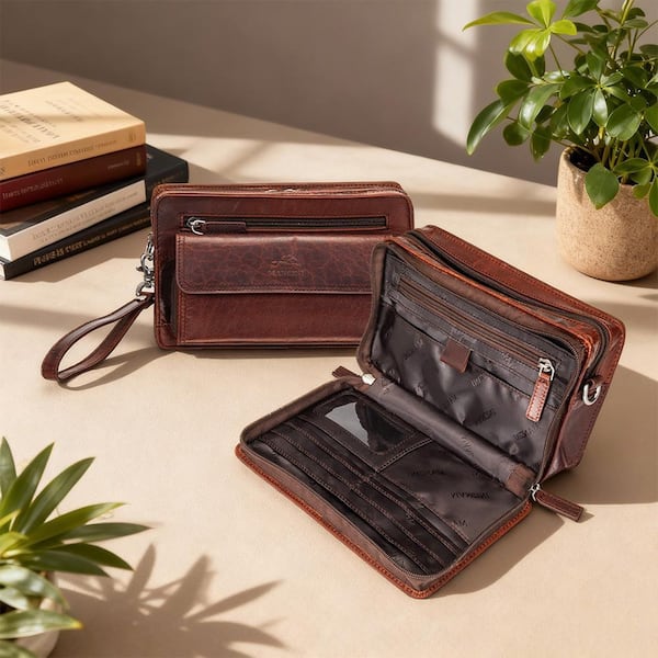 MANCINI Buffalo Brown Tote Bag with Zippered Organizer Pocket 99