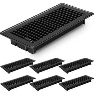 4 in. x 10 in. Aluminum Floor Vents, Floor Air Vent Covers for Home Floor Wall Ceiling (6-Pack, Black)