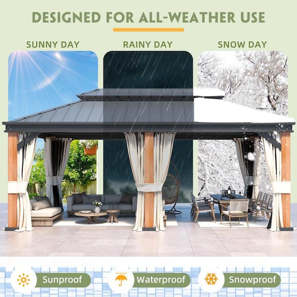 12 ft. x 20 ft. Hardtop Gazebo with Double Roof, Outdoor 12 ft. x 20 ft. Hardtop Gazebo with Double Roof, Outdoor