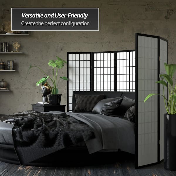 5 ft. Black 8-Panel Room Divider