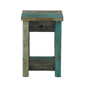 Edgell 16 in Square Multicolored Handmade Distressed Large Wood Side Table