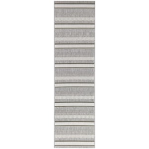 Gray 2 x 7 Striped Doormat 2 ft. x 7 ft. Area Rug