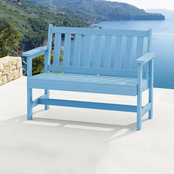 48.8 in. Blue High Density Polyethylene Garden Bench L0DWF1SX37