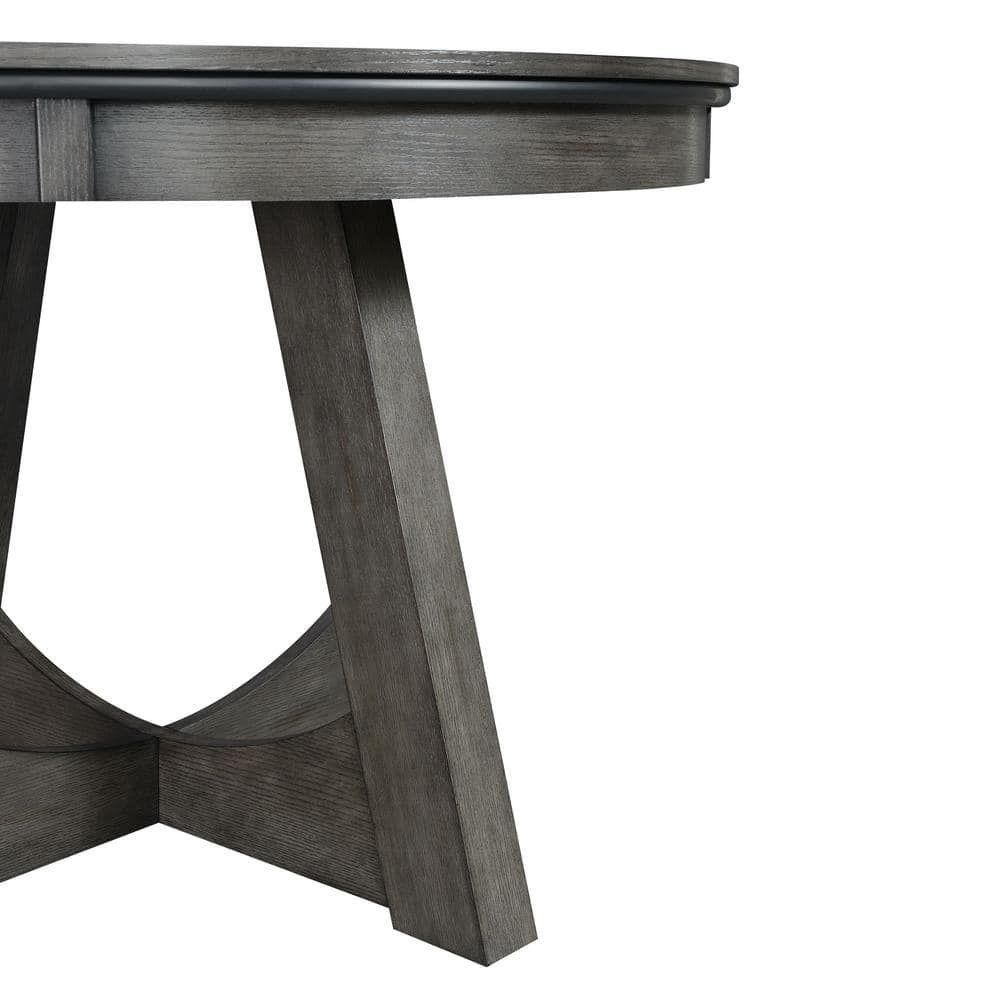 Contemporary Modern 48" Gray Round Game Table with Storage