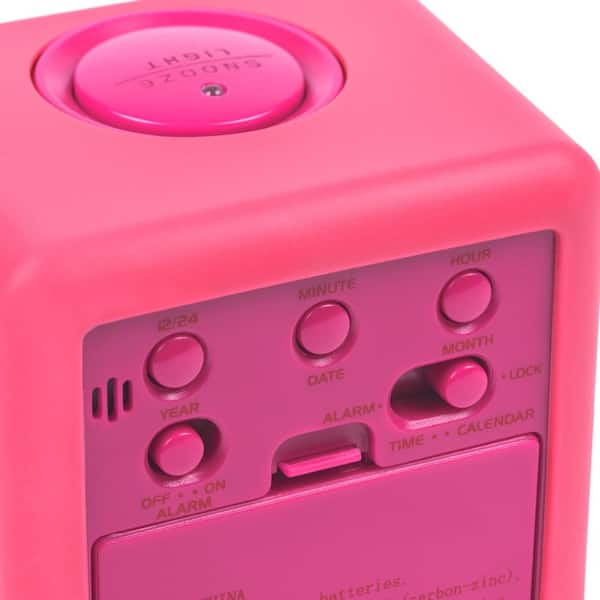 Equity by La Crosse Pink Soft Cube LCD Alarm Clock with Smart