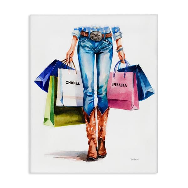 Country Girl Shopping Bags by Amanda Greenwood Unframed People Graphic Art Print 20 in. x 16 in.