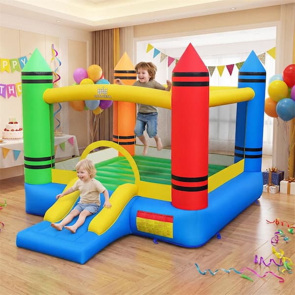 Inflatable Bounce House Kids Jumping Castle w/Slide and Ocean Balls Blower Excluded