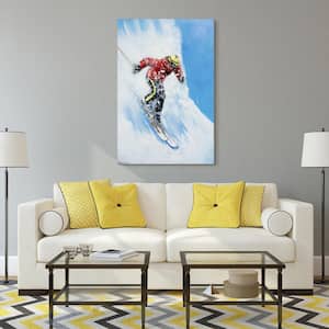 ''Skiing'' Mixed Media Iron Hand Painted Dimensional Wall Decor