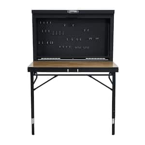 47 in. L x 31 in. D x 60.5 - 71.5 in. H Wall-Mounted Folding Work Table