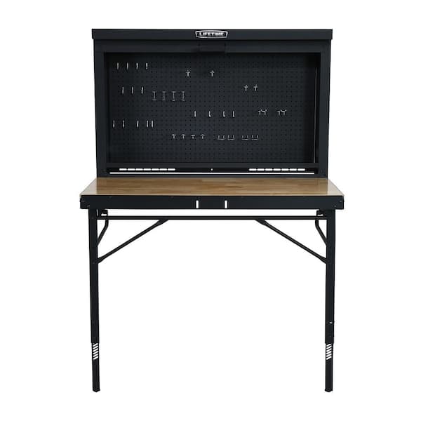Lifetime 47 in. L x 31 in. D x 60.5 - 71.5 in. H Wall-Mounted Folding Work Table
