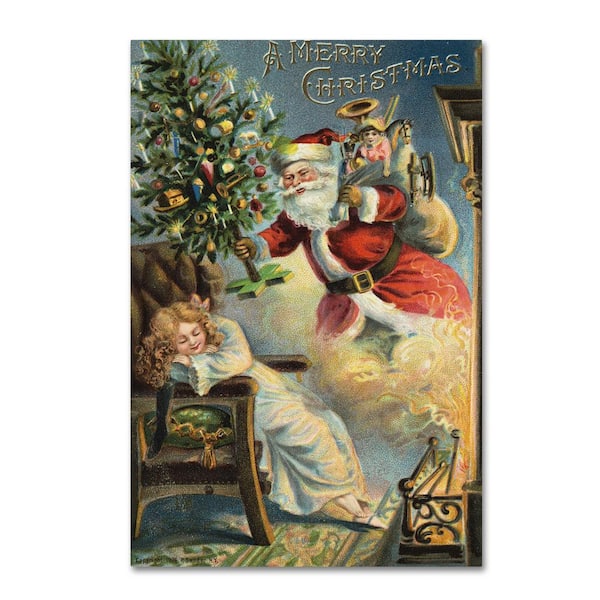 Trademark Fine Art 22 in. x 32 in. Merry Christmas Santa by
