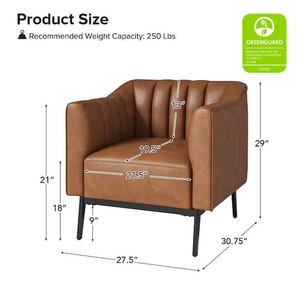 JAYDEN CREATION Curtis Camel Industrial Leather 30 in. Wide