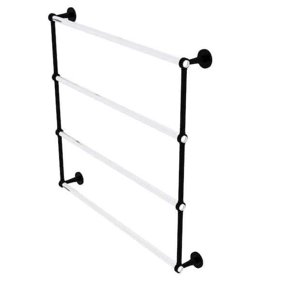Allied Brass Clearview 36 in. 4-Tier Ladder Towel Bar with Groovy Accents in Matte Black