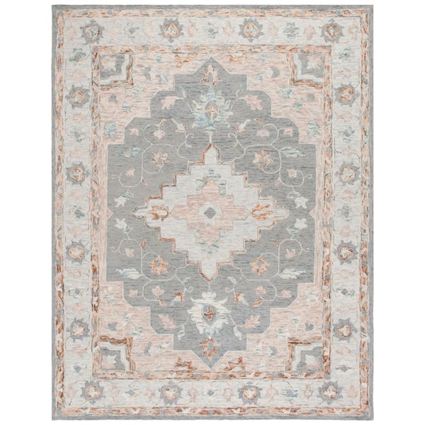 Anatolia 8 ft. x 10 ft. Gray/Rust Oversized Medallion Area Rug