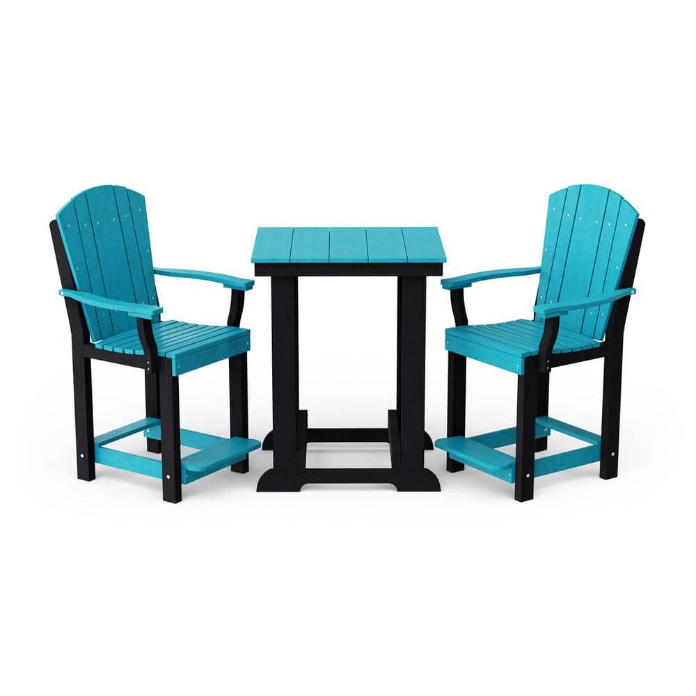 Heritage 3-Piece Aruba Blue and Black HDPE Plastic Outdoor Patio Counter Set price history on PriceWatchPro