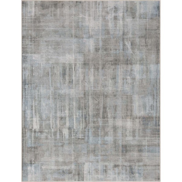 Well Woven Gray Blue 5 ft. 3 in. x 7 ft. 3 in. Flat-Weave Abstract Toronto Modern Brushstroke Area Rug