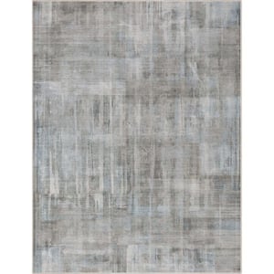 Gray Blue 7 ft. 7 in. x 9 ft. 10 in. Flat-Weave Abstract Toronto Modern Brushstroke Area Rug