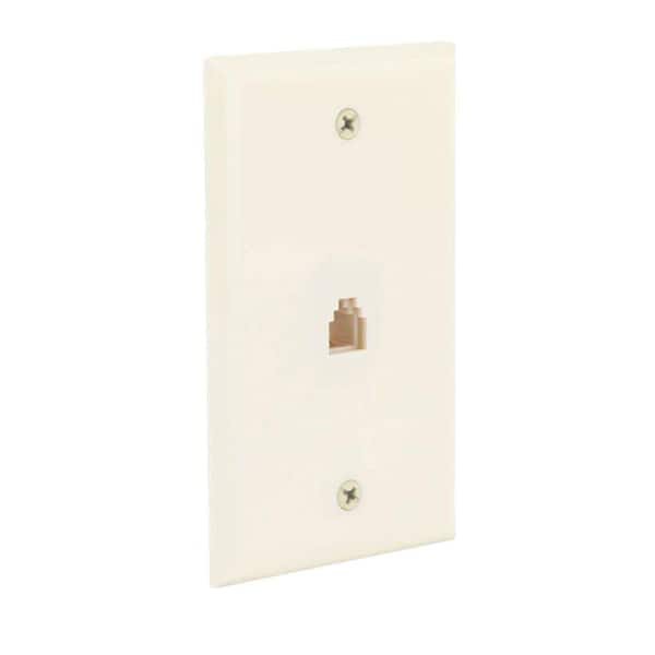 Commercial Electric Almond 1-Gang Phone Jack Wall Plate (1-Pack)