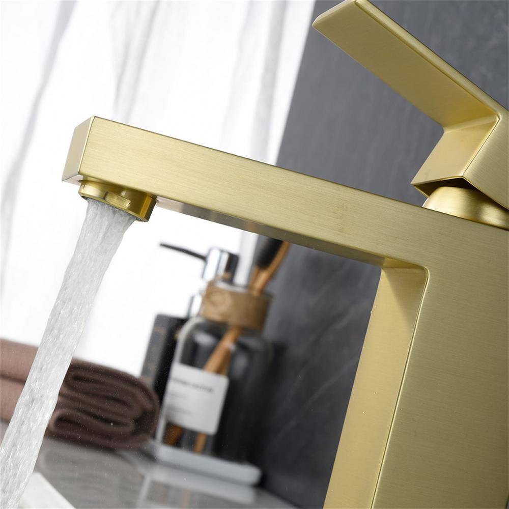 Brushed Gold Single Handle Brass Bathroom Faucet