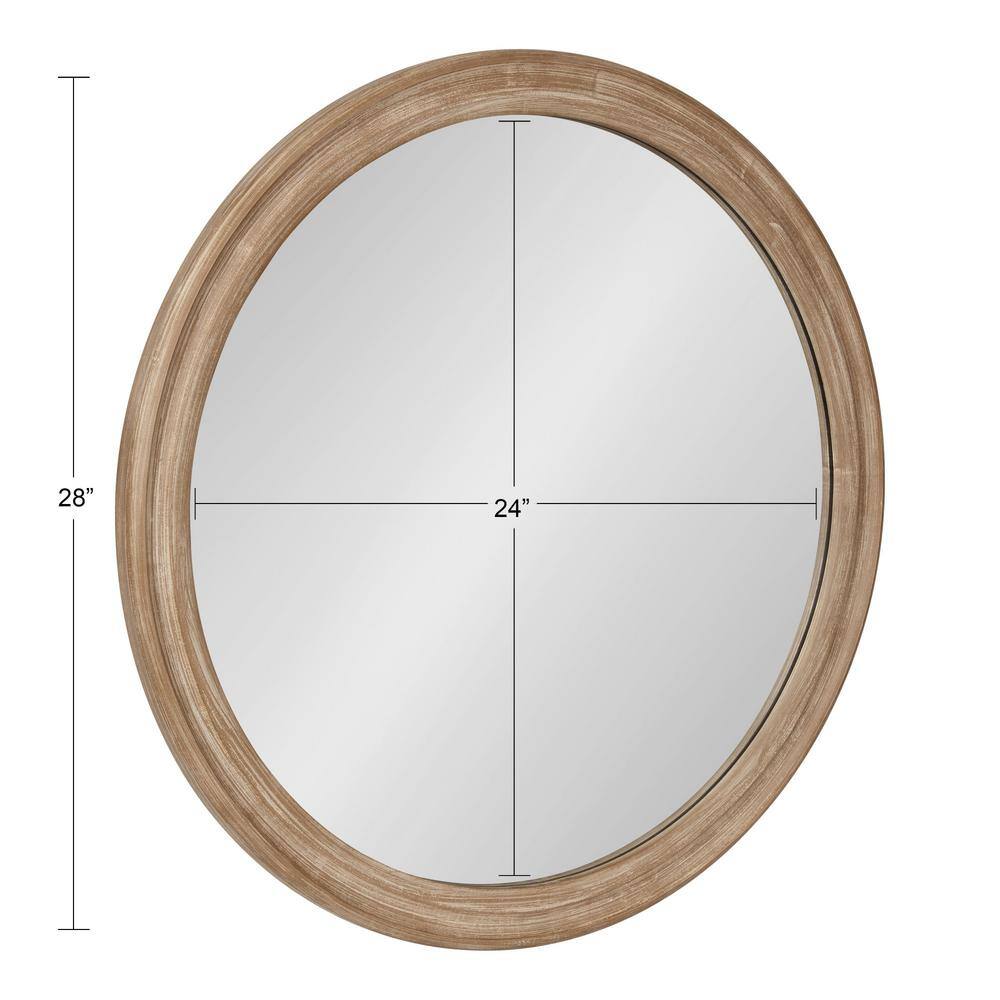 Rustic Brown 28" Round Wood Framed Wall Mirror